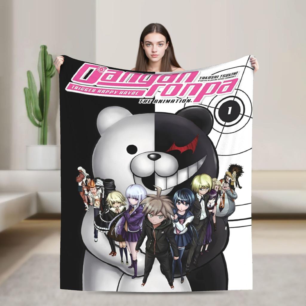 Danganronpa Game Anime Blankets Monokuma Nagito Flannel Novelty Warm Throw Blankets for Bedspread All Season Couch