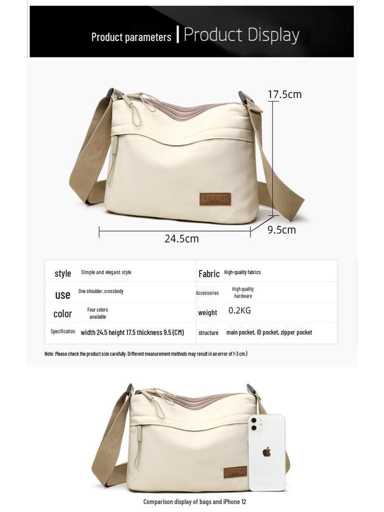 Borsa a tracolla da donna in nylon Oxford multistrato - Leggera, versatile, piccola borsa a spalla per signore di mezza età.