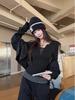 Damen Koreanischer Stil Color Block Henley-Kragen Taillenbetont Zweiteilig Langarm T-Shirt für Herbst/Winter Schlankmachendes Basisshirt