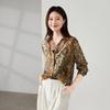 SOFSIL 2026 Autumn Retro Print Lapel Shirt Cardigan
