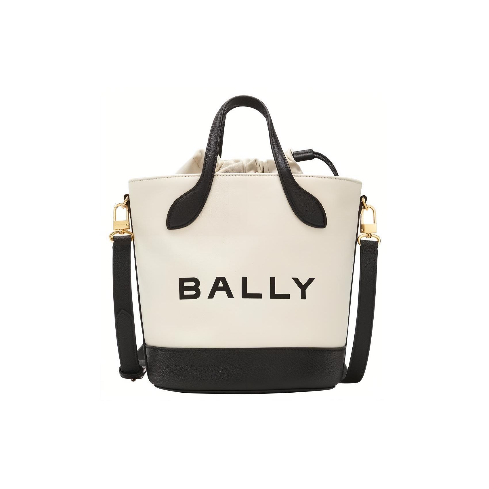 

Bally Сумка-ведро из ткани с кожаными деталями, с большим логотипом и завязкой-шнурком, женская, белая 6304522 Basic Set (Bag+Dust Bag)