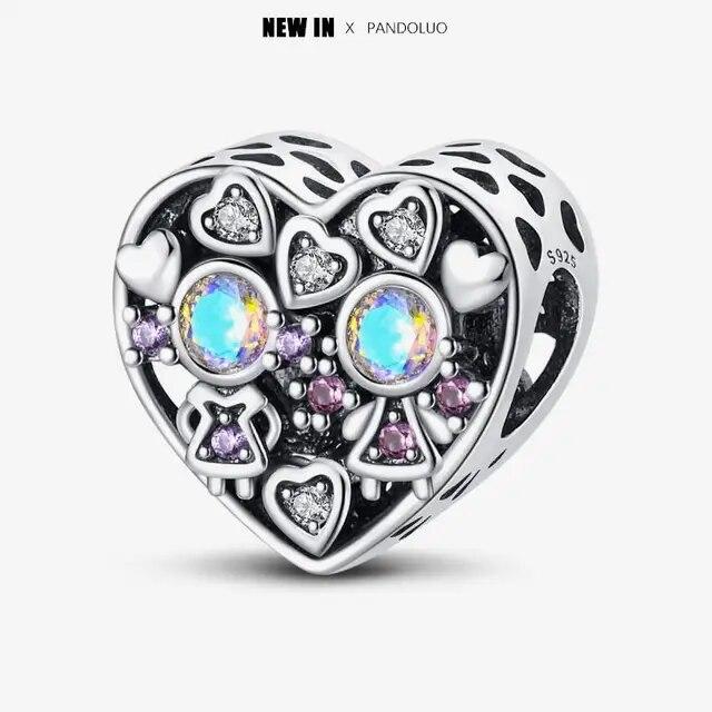 2024 Original New In Fairy Tale Town Series Round Heart Shaped Beads FitNew Bracelet 925 Silver Women Bead DIY Jewelry Gift