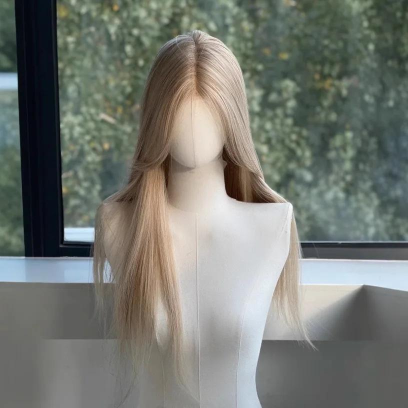 Ashely Long Straight Wig for Women Honey Brown Lace Front Wig 24inch Lace Frontal Synthetic Wigs for Daily Use Party Sissy