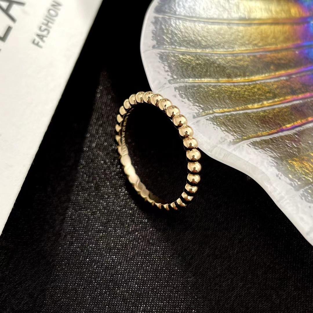Bead Ring Women s 18k Rose Gold Plated CNC Engraved Stacked Bead Ring no. 5