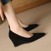 Wedge heel single shoes women's new high heels bow soft sole comfortable long standing not tired feet black work shoes summer