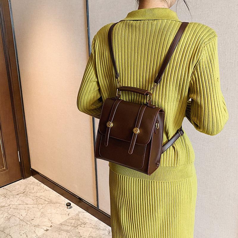 PU Leather Women's Small Backpack, Fashionable and Minimalist Soft Leather Backpack, Multi-purpose Bag, Vintage Trendy Cross-border