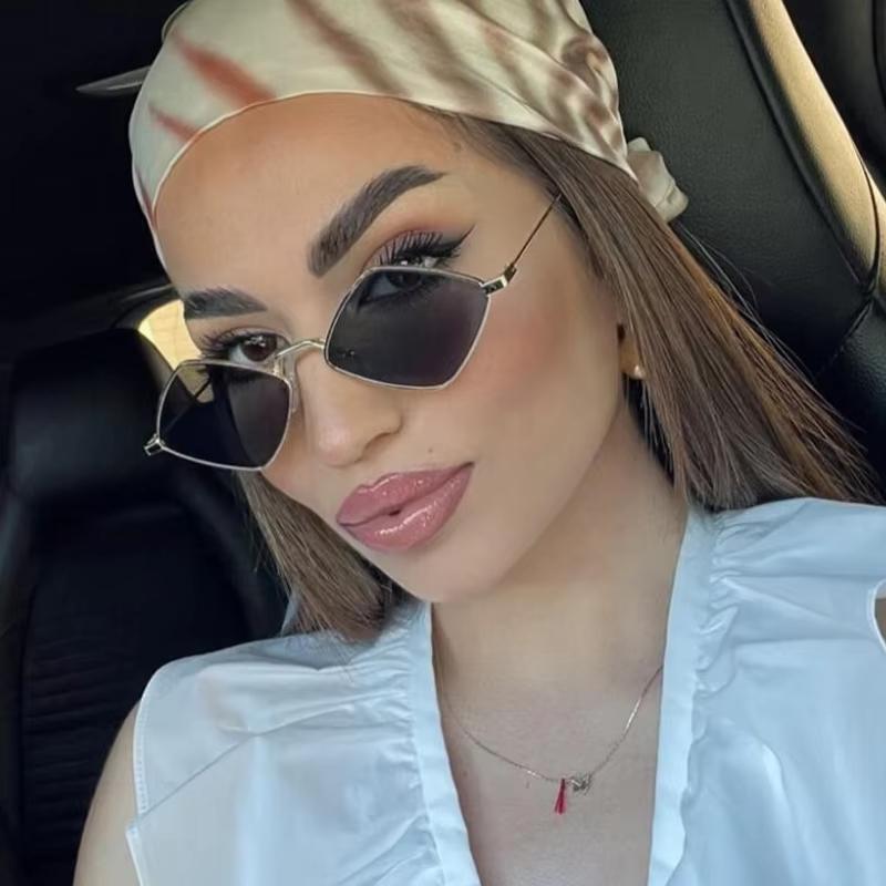 Non-polarized Retro Trendy Irregular Small Frame Rhombus for Metal Frame Women Men Sunglasses Travel Beach Women Sun Glasses