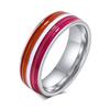 Stainless Steel Lesbian LGBT Ring for Women Couple , Pride Love Promise Band Stripe Flag Color Engagement Rings