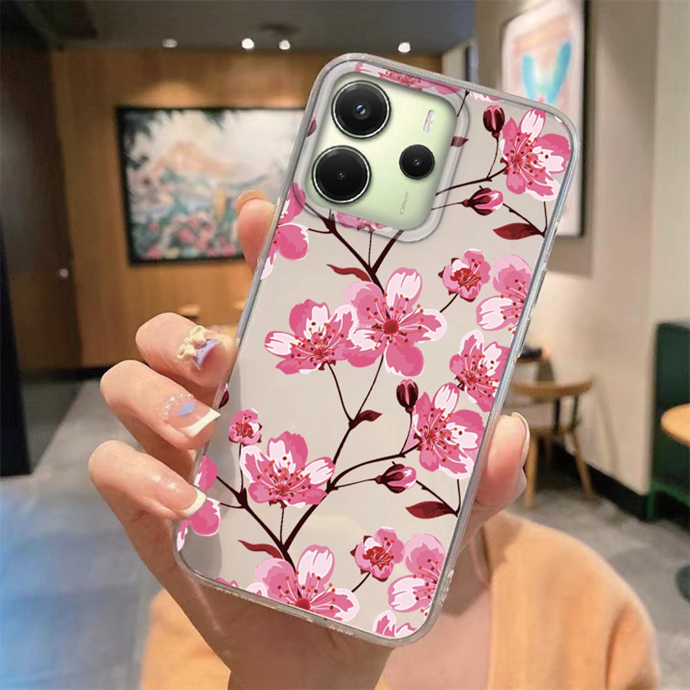 

Romantic Lace Pattern Phone Case For Xiaomi Redmi 14C Note 14 Pro Clear Transparent Women Flower Rose Cover For Redmi 14C 6.88 Redmi 14C