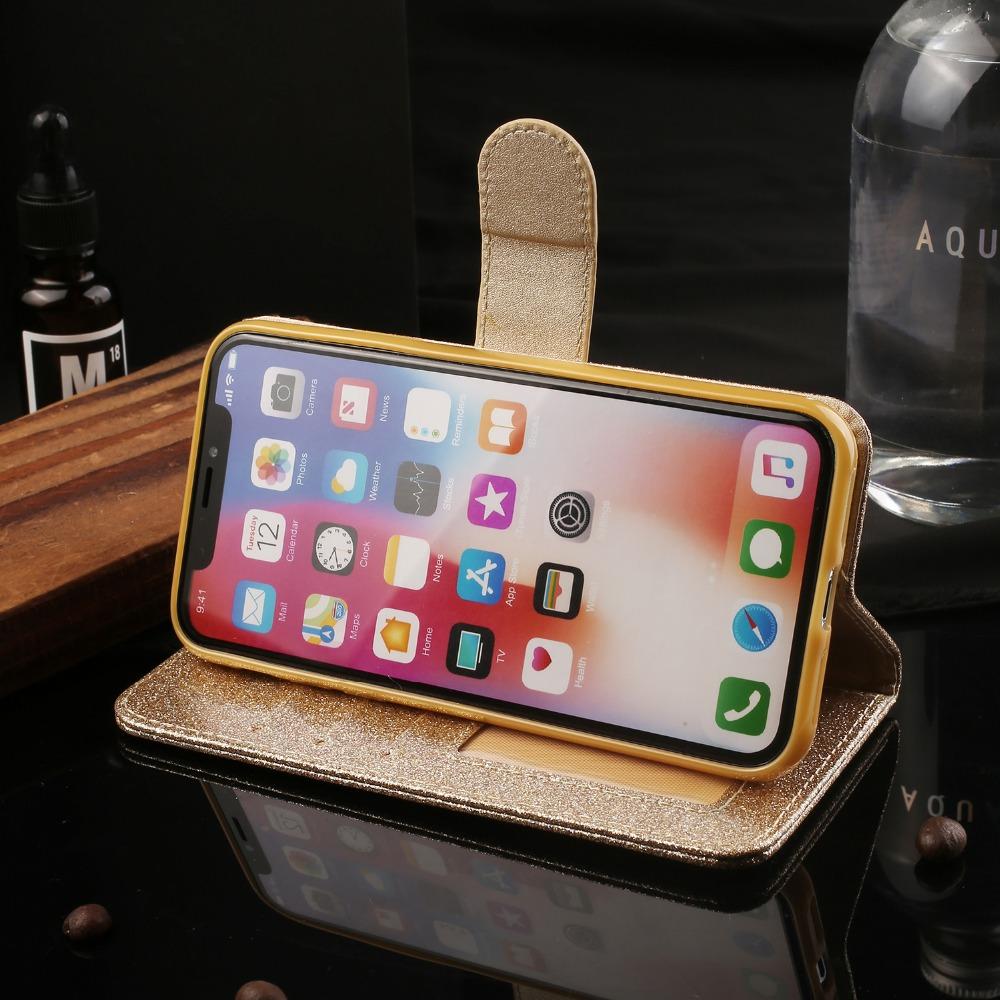 Custodia a Portafoglio Magnetica con Strass Diamante Cuore d'Amore per iPhone 17 16 15 14 13 12 XR XS 11 Pro Max Custodia Flip Pelle Glitter