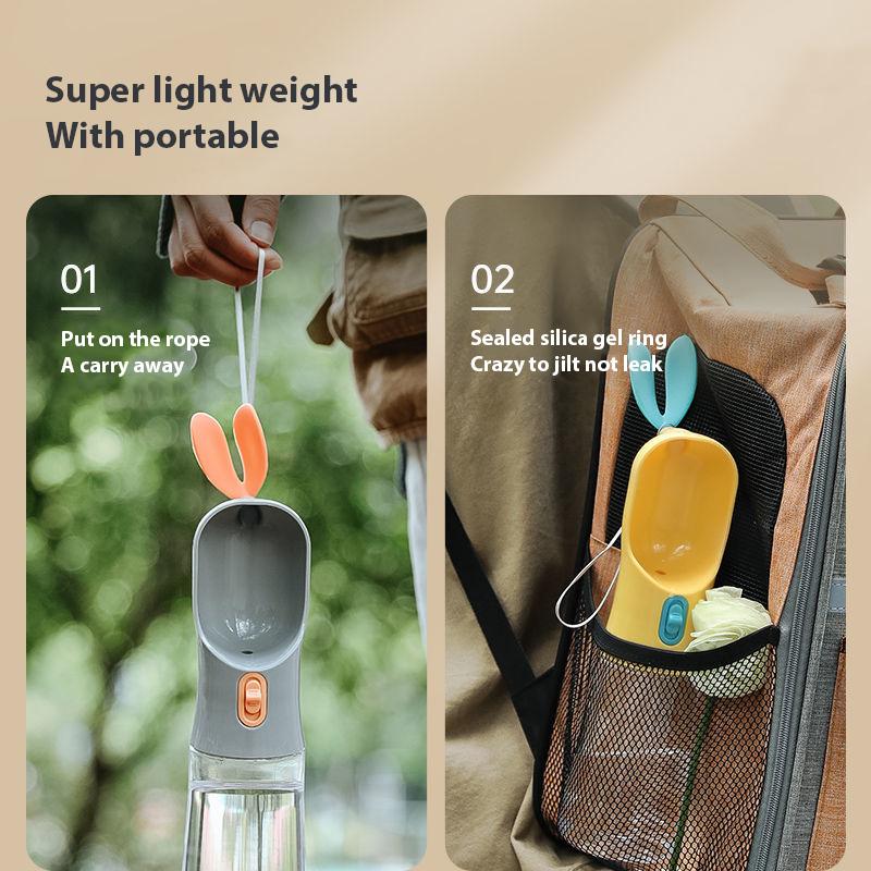 Sticlă portabilă de 400ml pentru pisici și câini, sticlă de băut în aer liber, sticlă de cereale pentru transportul cățelușului, sticlă de băut pentru călătorii, bol de băut