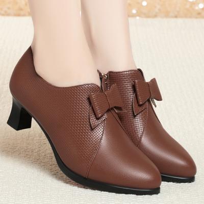 Women's Retro Single Shoes Platform Pumps Women 2024 Black Leather Shoes Ladies Office Model High Heels