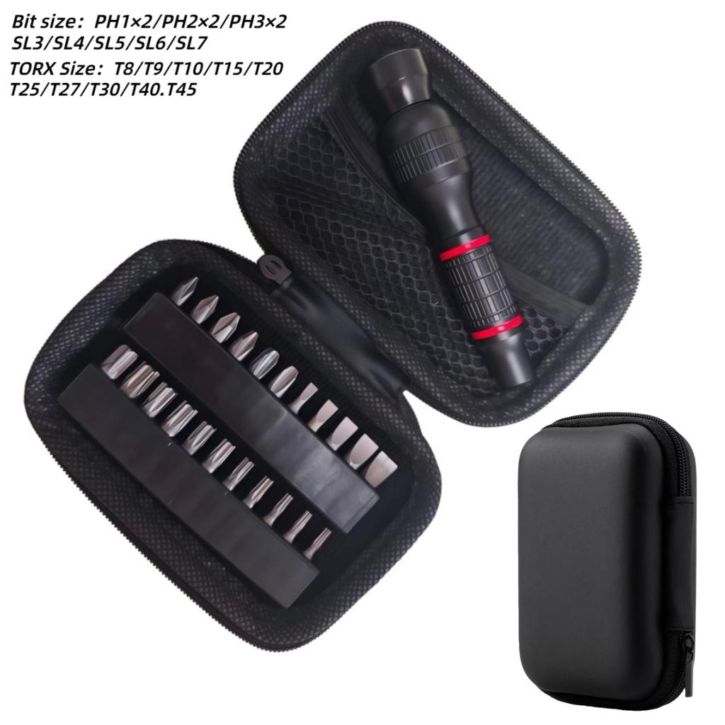 Multi Functional Screwdriver Set Aluminum Alloy Handle Universal 6.35MM Interface Multi Specification 25mm Long Bit Set Tool Kit