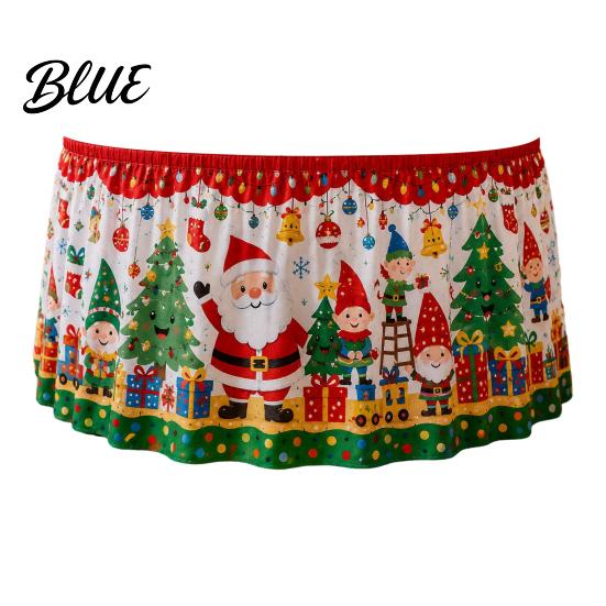 Festive Table Shield with Santa Skirt 70.9×29.5 Events Christmas for Holiday Inch Apron Gnome Reindeer