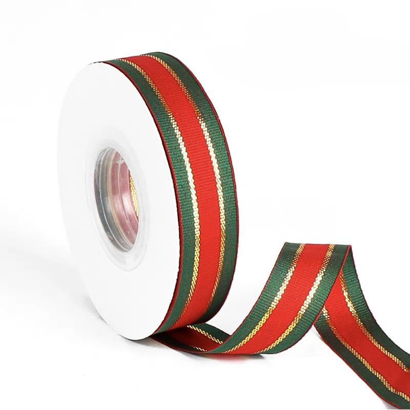 25Yards/Roll Stripes Ribbon DIY Crafts Bows Floral Decor Red Green Ribbons for Cake Box Gift Packaging 2.5cm Christmas