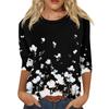 Women's Fashion Casual Seven Sleeve Printed Round Neck T-Shirt Top