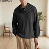 Incerun Men Neck Long Swing Sleeve Casual Loose Rib Pullover Tops