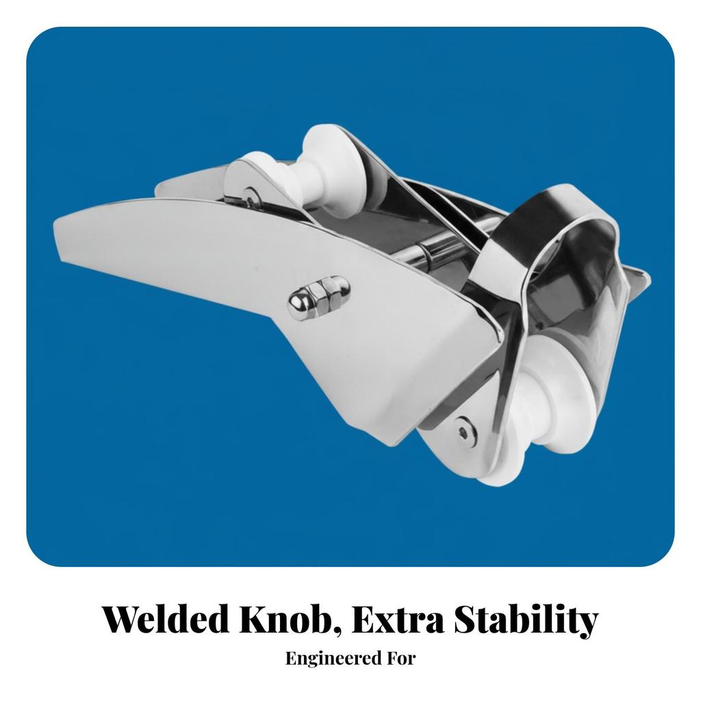 Marine Hardware Silver-Polished Double-Roller Anchor Bracket Mounting Holes