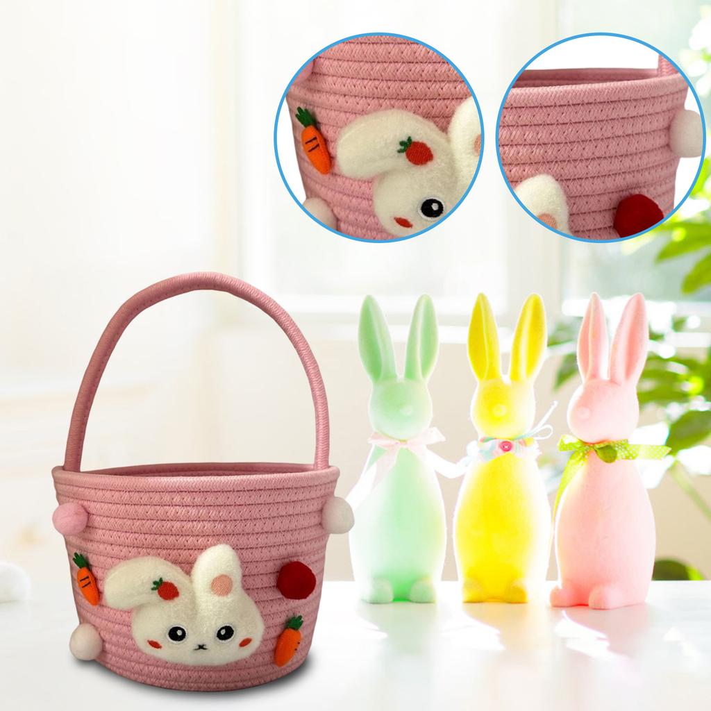 Coș de depozitare de Paște - Coș decorativ din frânghie de bumbac pentru masă, măsuță de toaletă sau organizarea camerei de zi