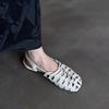 Fashion Roman-style Woven and Hollowed-out Mary Jane Women's Shoes 2025 Summer New One-button Flat Single Shoes Fashion Sandals Trend