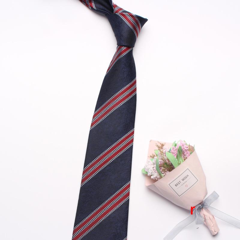 Navy Blue Series Oblique Striped Tie Men'S Business Flower 8Cm Polyester Silk Tie