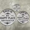 2D Flat Rustic Metal Garden Sign Happy Place Wall Art Decorative Outdoor Yard Plaque for House Porch