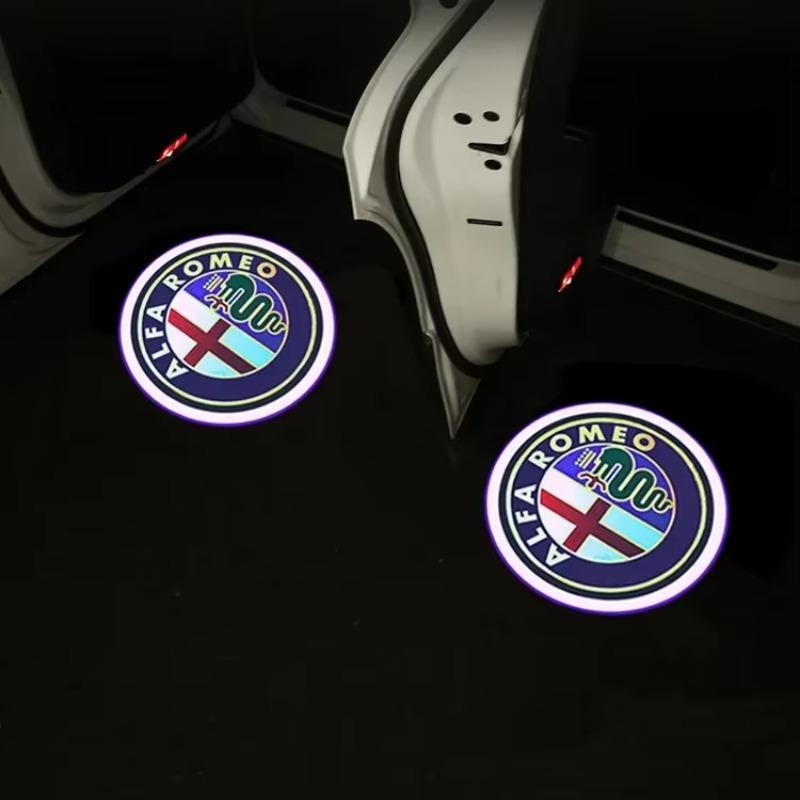 Car Sticker For Alfa Romeo 159 147 2PC For Alfa Romeo LED Car Gate Welcome Light Giulia Giulietta Mito Stelvio Brera 147 156 159 zl9