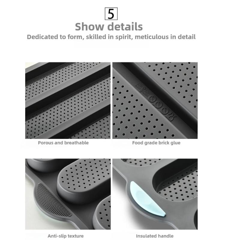 Silicone Baking Mold 3 & 8 Grid Nonstick Loaf Pan Resistant Bakeware For Homemade Bread Sausage Roasting