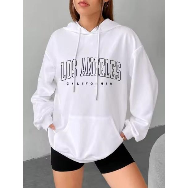 Autumn and Winter Sweater Women's Plush Hooded Pullover Loose Print Large Thin Velvet Coat Ins Fashionable Women