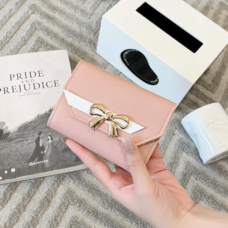 Women's Short Wallet, Stylish and Simple Clutch Bag, Bow-decorated Multi-card Wallet