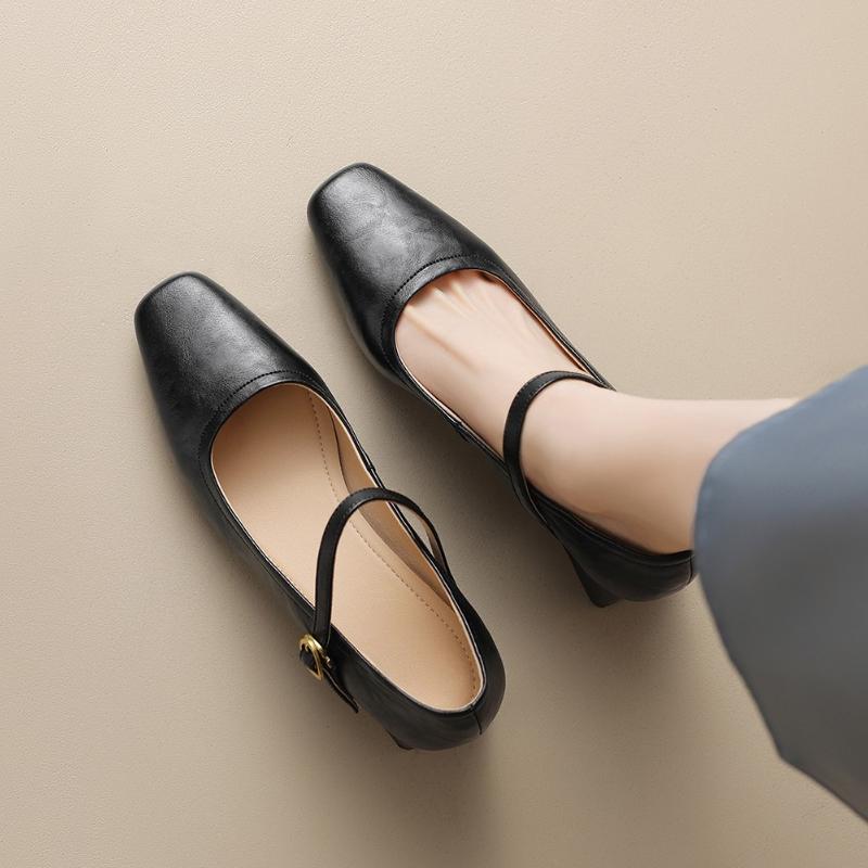 Fashion 2025 Autumn New French Shallow Single Shoes Women Wear Kitten Heel One Strap Block Heel Mary Jane Small  Shoes
