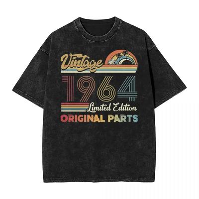 Washed T Shirts Vintage 1964 Limited Edition Original Parts Hip Hop T-Shirt Street Cotton Tops Tee Shirt Men Women