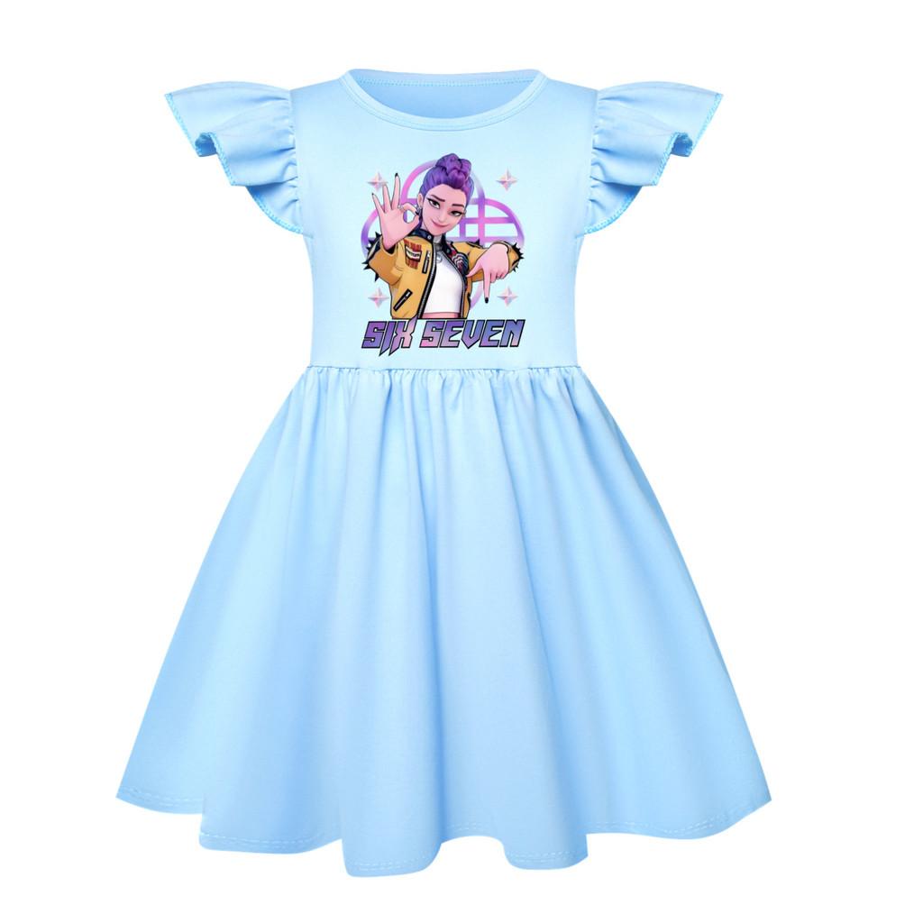 

5232 Kids Girls Mira Zoey Rumi Printed Ruffle Short Sleeves Casual Dress 160cm світло-синій колір