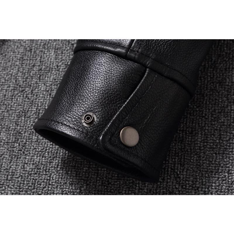 Taglia Cinese Uomo Giacca in Vera Pelle Naturale Pelle di Mucca Corta Slim Collo a Revers Giacca in Pelle da Uomo Primavera Autunno