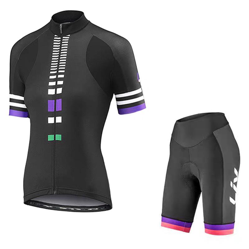 Women's Cycling Suit Set Summer Short Sleeved Cycling Jersey Cycling Bib Women's Sponge Cushion Cycling Shorts