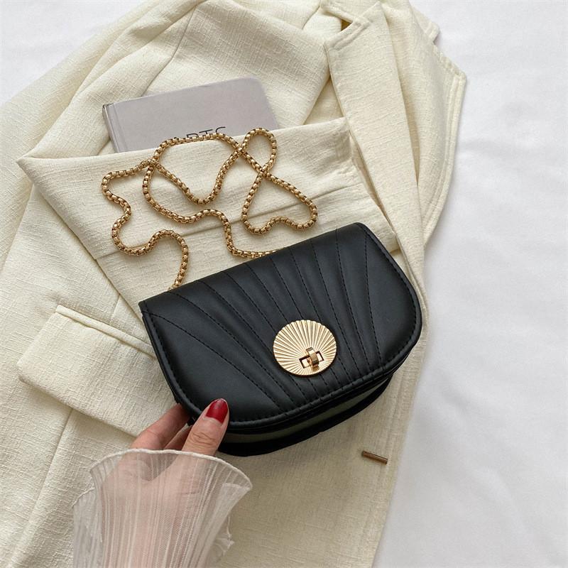 Fashionable Pu Leather Saddle Bag Stylish Street Trend Crossbody Purse For Women чёрный