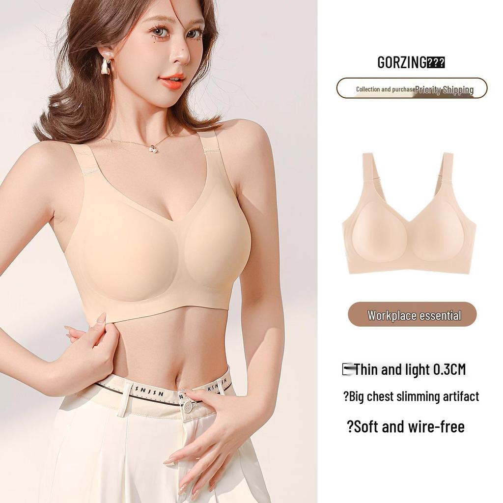 Damen Nahtlose Unterwäsche: Schlankmachender Vollschalen-BH mit Anti-Hänge-Stütze, Übergröße, Sommerstil