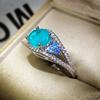 New  Stamp High Quality Paraiba Ring Fashion Blue Zirconia Women's Ring Wedding Engagement Jewelry Gift