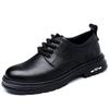Spring Derby Shoes Men's Low Top Martin Boots British Style Round Head Big Head Shoes Black Tooling Shoes Platform Casual Leather Shoes