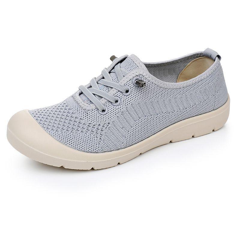 Spring and Autumn Old Beijing Cloth Shoes Women's Breathable and Comfortable Knitted Surface Single Shoes One Pedal Non-slip Comfortable Cas
