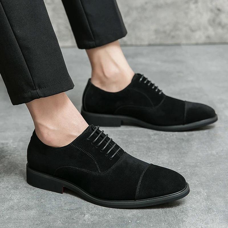 New Arrival Men Round Toe Suede Leather Casual Shoes Male Lace Up Oxfords Wedding Dress Formal Flats Footwear Shoes Man