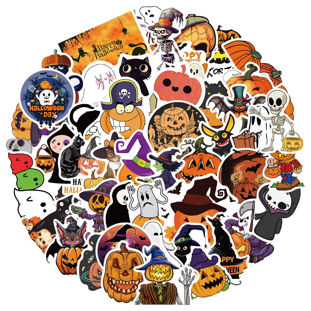 

50 Halloween-Themed Funny Stickers: Waterproof and Perfect for Water Bottles, Suitcases, and Pumpkin Monsters