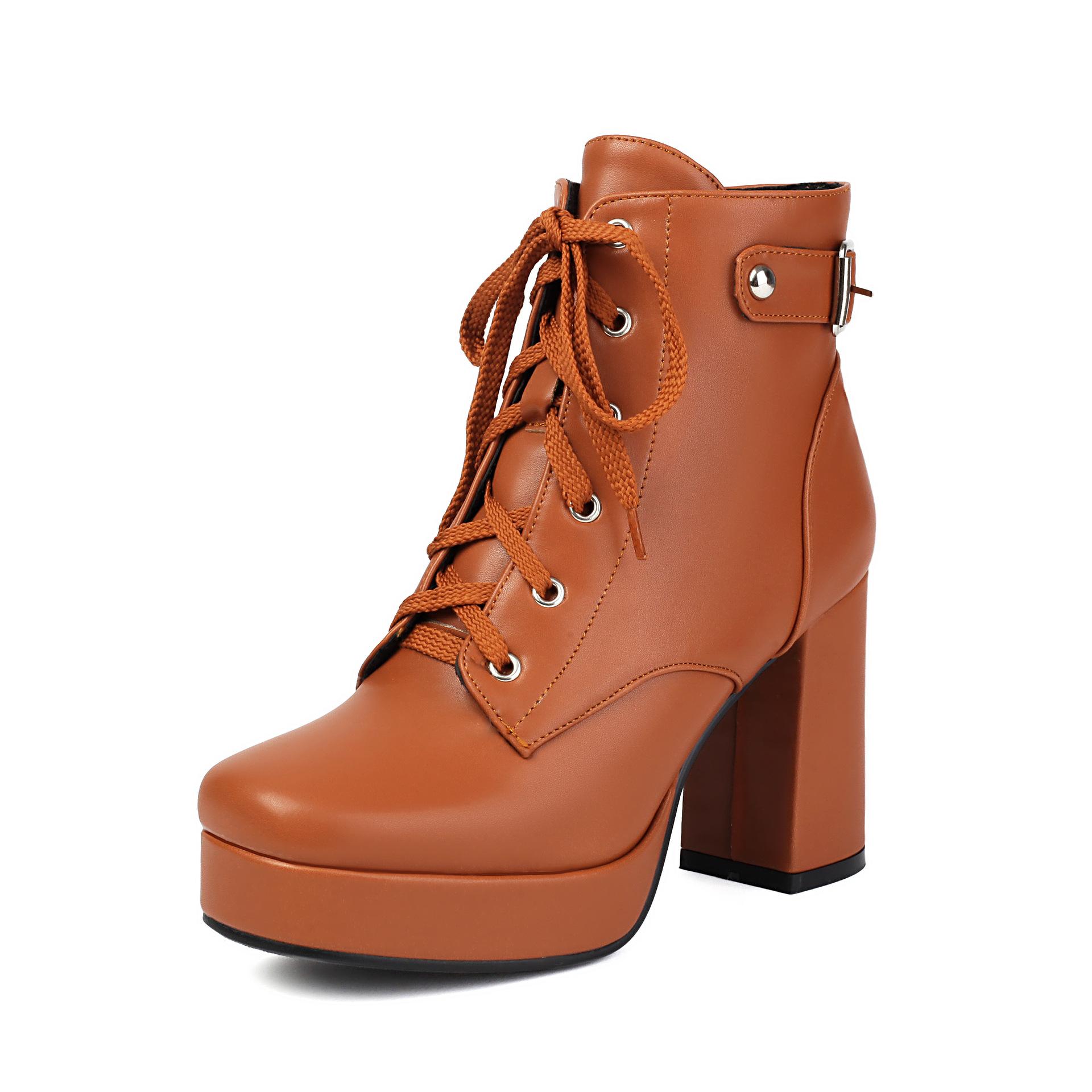 Lace-Up Short Knight Boots Water Platform