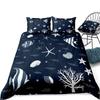 3PCS Starfish Duvet Cover Set Fish Quilt Cover Coral Home Textiles Kids Teens King Bed Set Sea Dropship Beach Bed Set Ocean Wave
