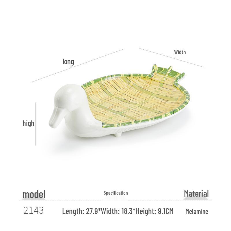 Kreative Melamin-Platte im Bambus-Web-Stil für Hot Pot, Grill und Dessert-Servieren