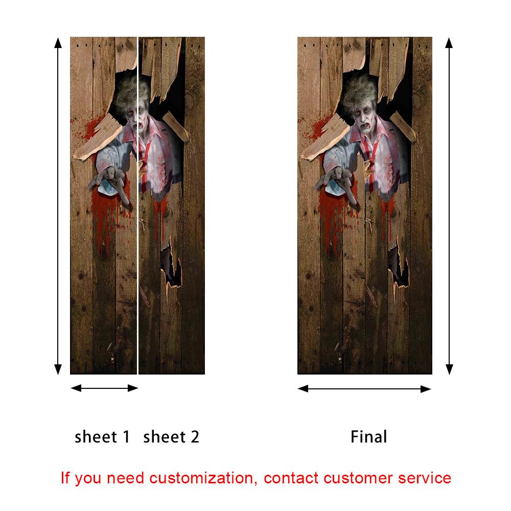 Halloween Horror Nun Thriller Door Stickers Removable Vinilos Para Puertas Adhesive Wallpaper Art Murals for Doors Bibliotheque Modern Home Decor