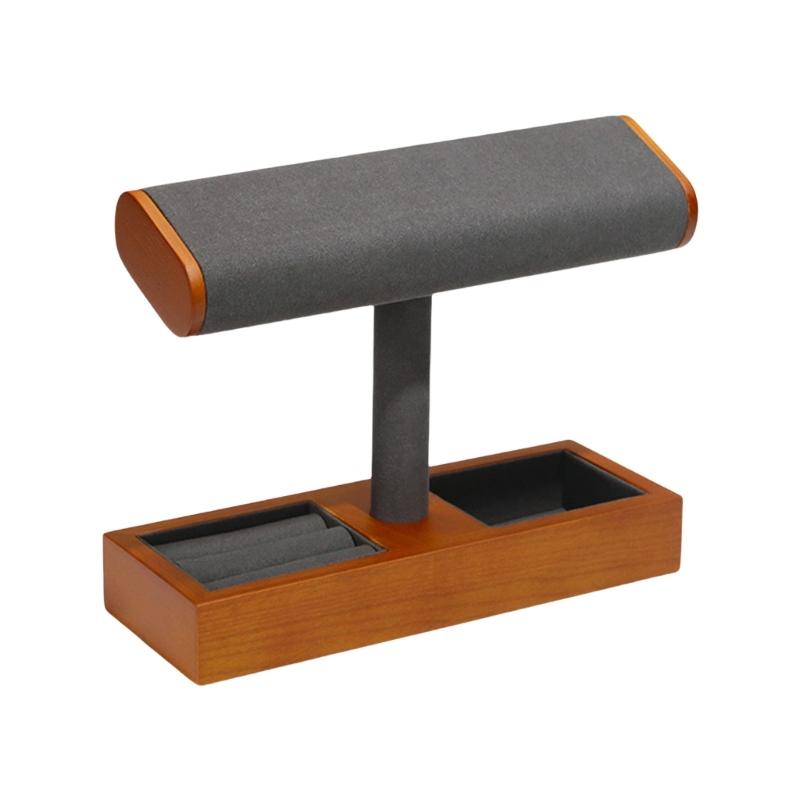 Elegant Wood T Bar Display Holder Versatile Solid Wood T Bar Jewelry Display Holder for Trade Shows and Retail серый
