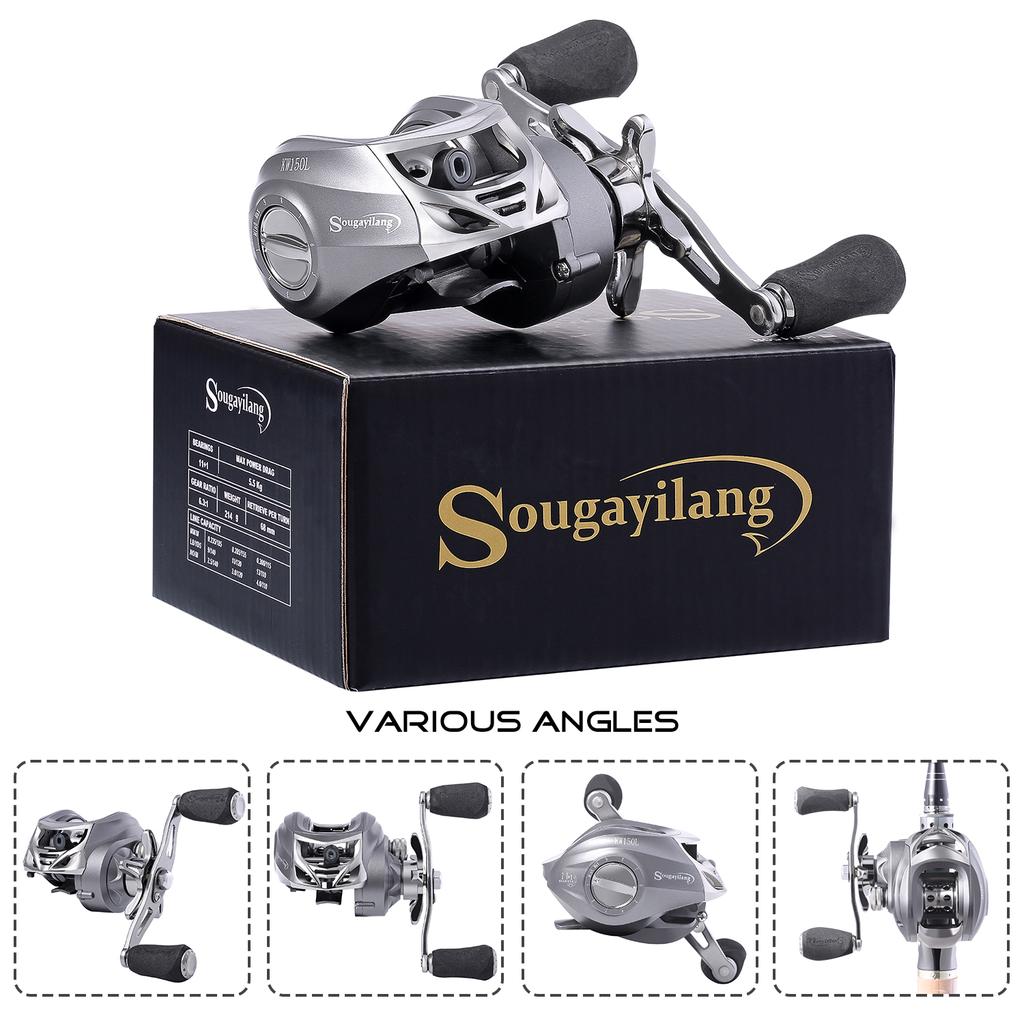 SOUGAYILANG Baitcasting Fishing Reels 11+1BB Comfortable EVA Handle Freshwater Fishing Wheel