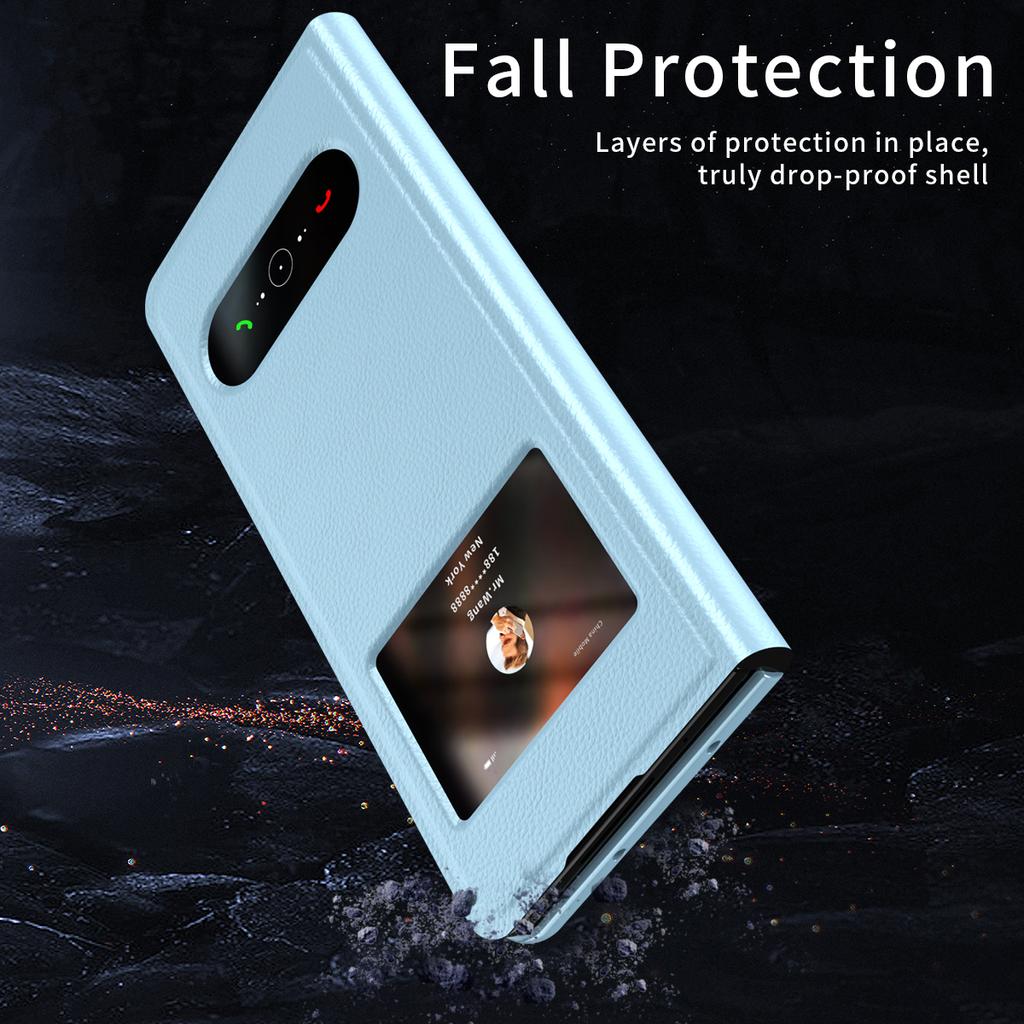 Fall Protection Folding Leather Case For Samsung Galaxy Z Fold4 Fold 4 Fold3 Fold2 Fold 3 2 5g Non -Fingerprint Protective Cover