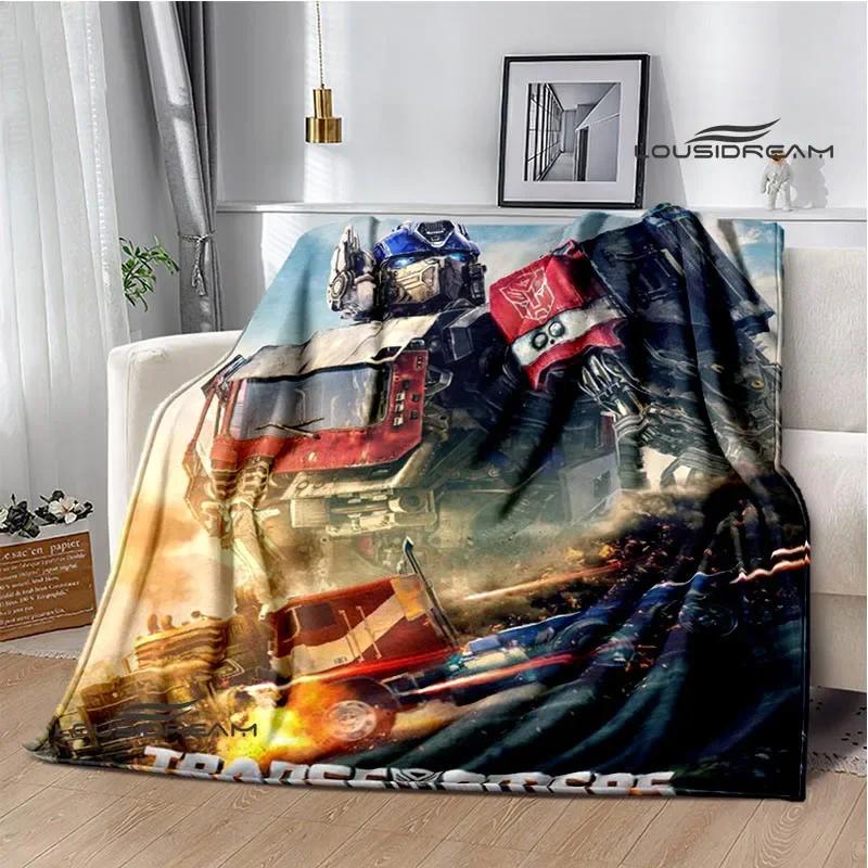 T-Transformers Cartoon Printed blankets picnic blanket Warm blankets Flannel Soft Cozy Blanket Home travel blanket Birthday Gift